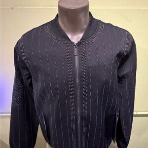 Barabas Men's Black Studded Bomber Jacket modern fit side pockets